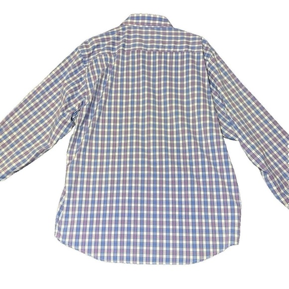 Bugatchi Mens Size Large Classic Fit Blue Plaid Shirt Long Sleeve Button Down - Picture 3 of 10
